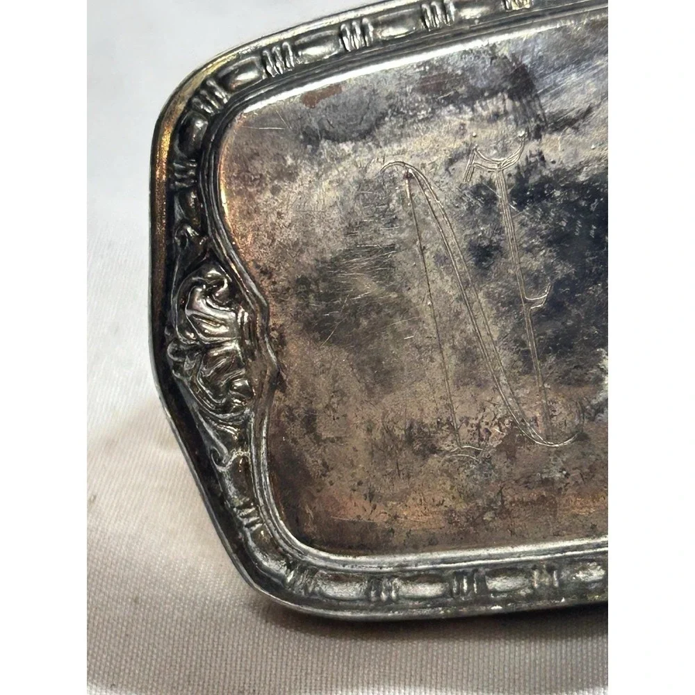 Vintage Silver Plated Small Vanity Brush Accessory Ladies Monogrammed